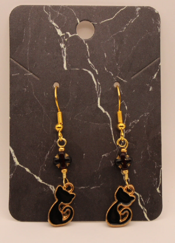 Black Cat Dangle Earrings