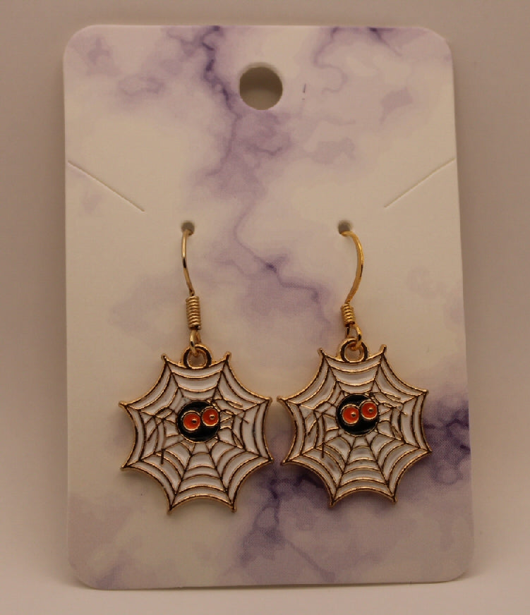 Spider web dangle earrings