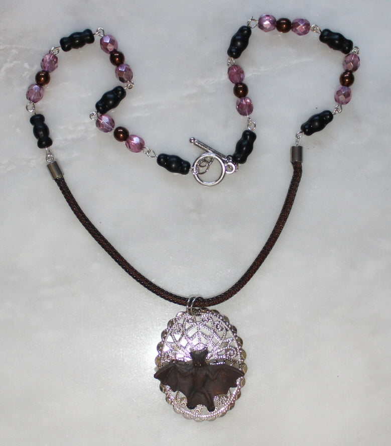 Fancy Bat Pendant Necklace
