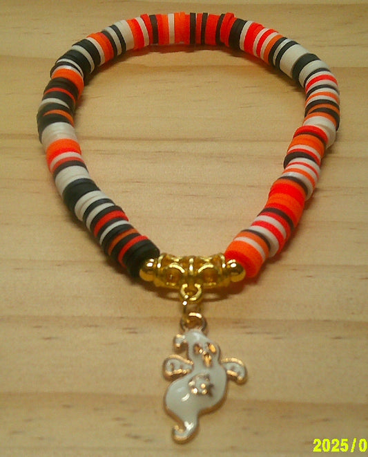 Ghostly Clay Bead Bracelet