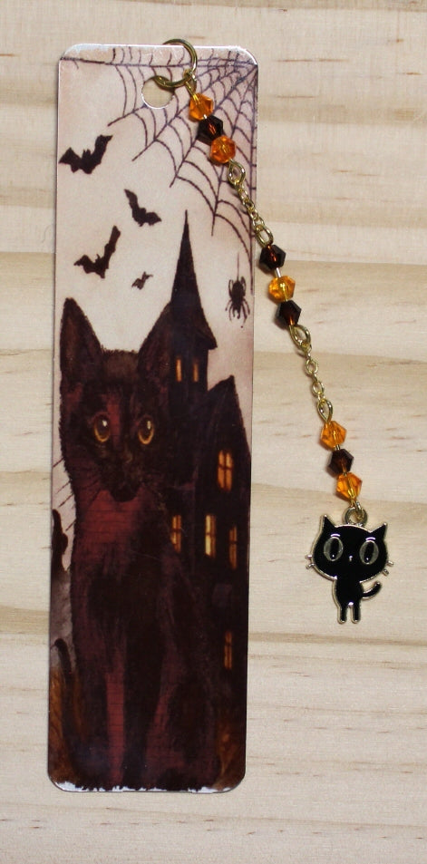 Haunted Black Cat Metal Bookmark