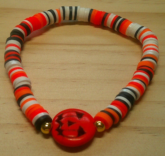Jack O' Lantern Clay bead Bracelet