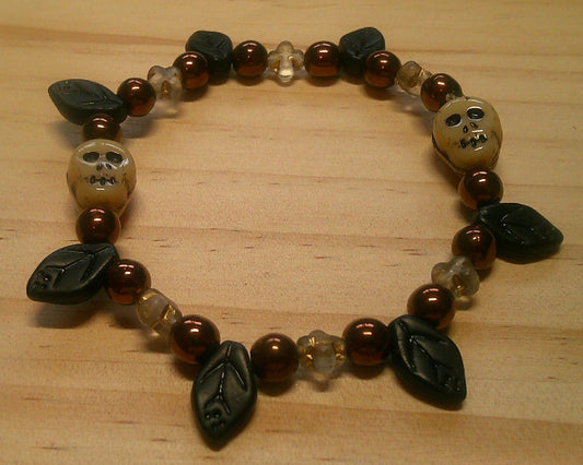 skull leaf stretch bracelet
