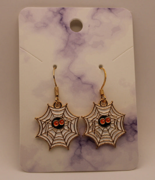 Spider web dangle earrings