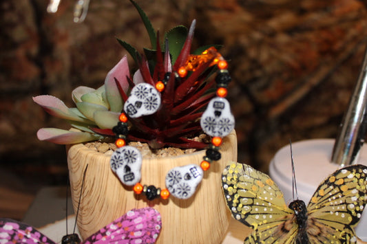 White Sugar Skull Bracelet