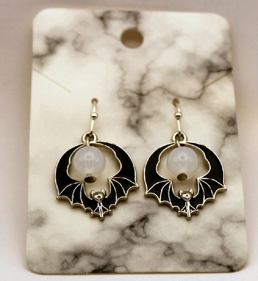 Bat Pearl Dangle Earrings