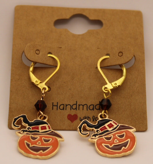 Witchy Jack O' Lantern dangle earrings