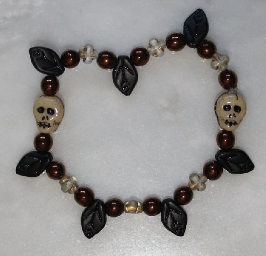 skull leaf stretch bracelet