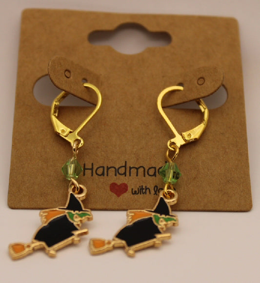 Flying Witch dangle earrings